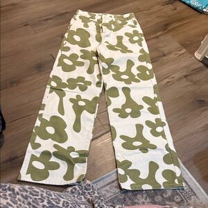 Floral Patterned Wide-Leg Pants